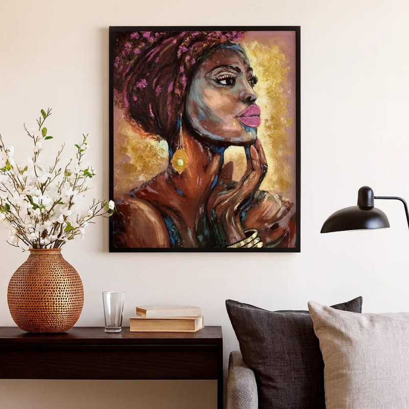 Femme africaine - peinture sur toile à cadre unique