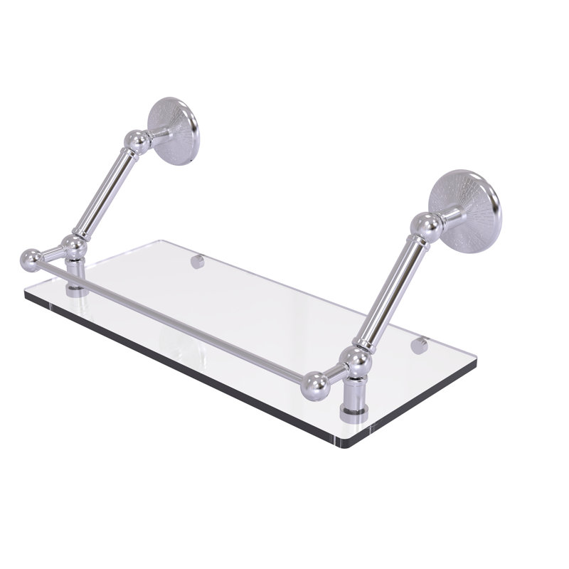 Tablette flottante avec barre de galerie Marchmont, Chrome satiné, H 8 po x l 18 po x P 8,6 po