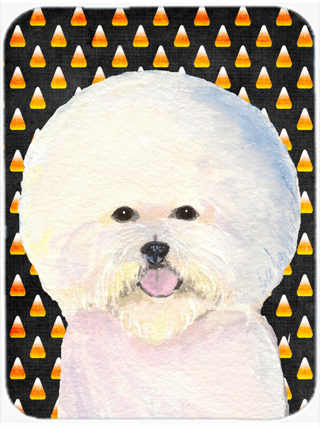 Planche à découper en verre caroline trésors bichon bichon frisé Halloween Candy Corn