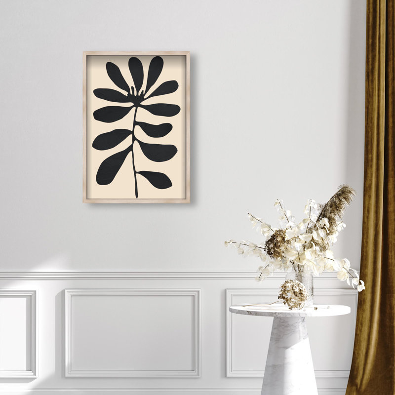 Oliver Gal Fronds of Nightfall III Abstract - Luxury Shadowbox Framed Wall Art, 38" H x 26" W, Cream