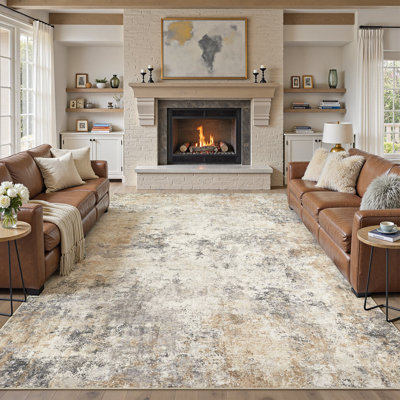 Washable Area Rugs Modern Abstract Rugs Soft Indoor Floor Mat for Dining Room Low Pile Carpet with Non Slip Backing