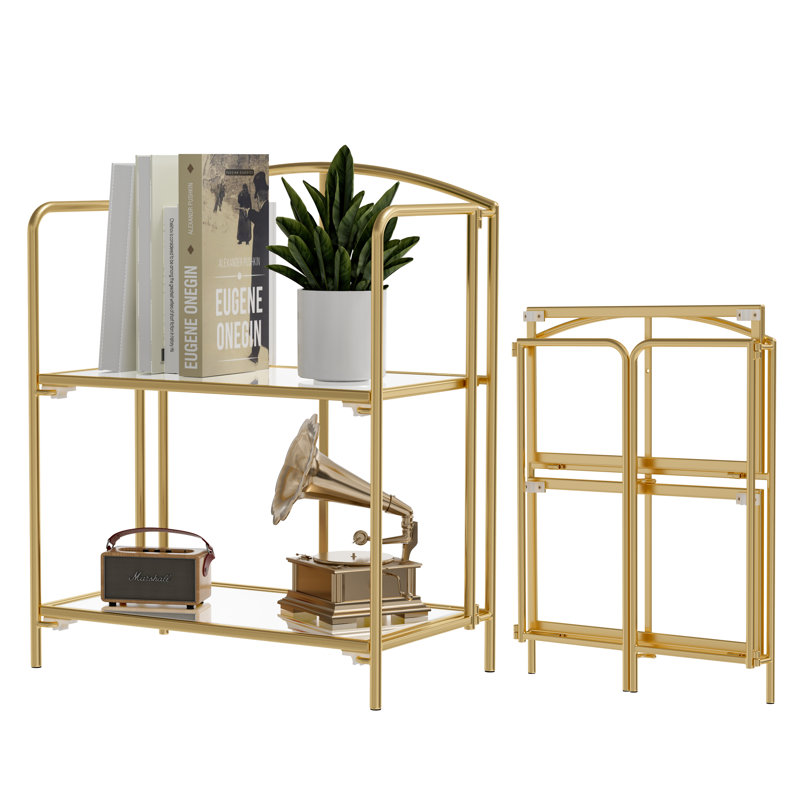 Sylvius Bookcase, (2 Shelves) 26.4" H x 22.4" W x 12.6" D, Gold