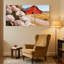 Hortensia fleurs roses, grange rouge, route de campagne, moutons, ensemble de 3 impressions sur toile-1898270977