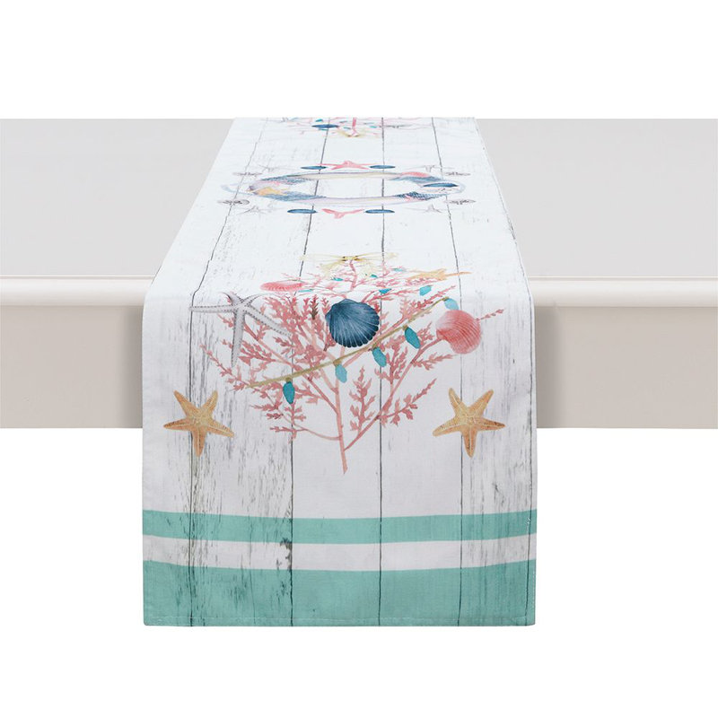 Coastal Christmas Geometric Table Runner, 72" L  x 13" W