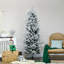 Arbre de Noël artificiel enneigé de 6 pi de hauteur avec 477 branches enneigées, conception à ouverture automatique et base en acier pour une installation et un rangement faciles