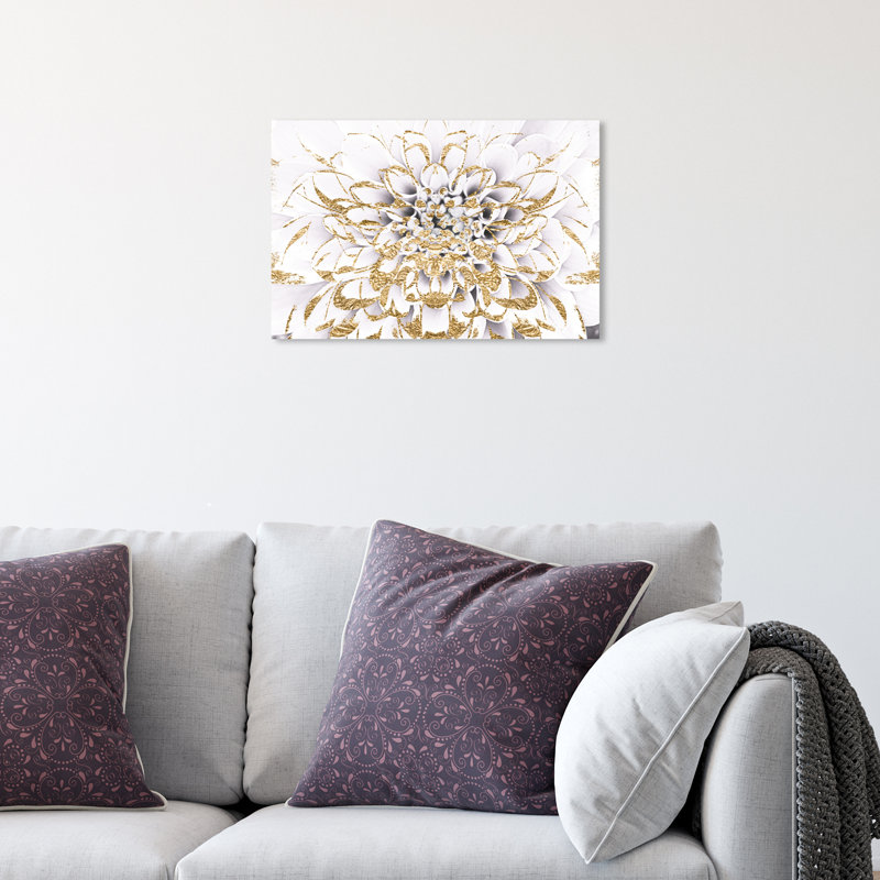 Impression sur toile tendue, "Floralia Blanc", 10" H x 15" W x 1,5" D, Toile, Pas de cadre