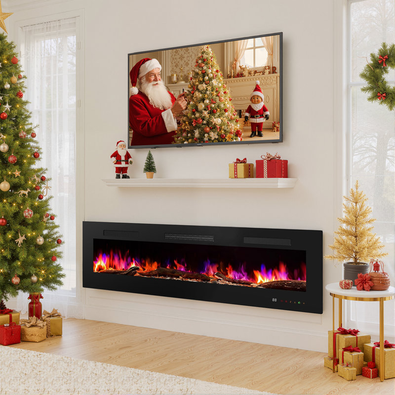Electric Fireplace Insert, 1500W Wall Mounted & Recessed Fireplace, Freestanding Fireplace Heater With Remote & Touch Panel Control, Adjustable Flame Effect, 12H Timer For Indoor Use