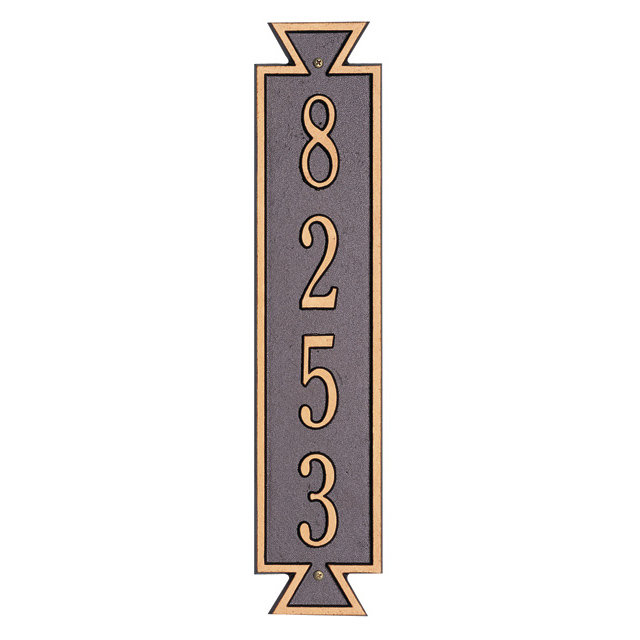 Exeter 4-Line Wall Address Plaque, Pewter and Silver, Yes