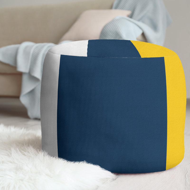 Repose-pieds repose-pieds rond 20,5" new velours, White/Blue/Yellow