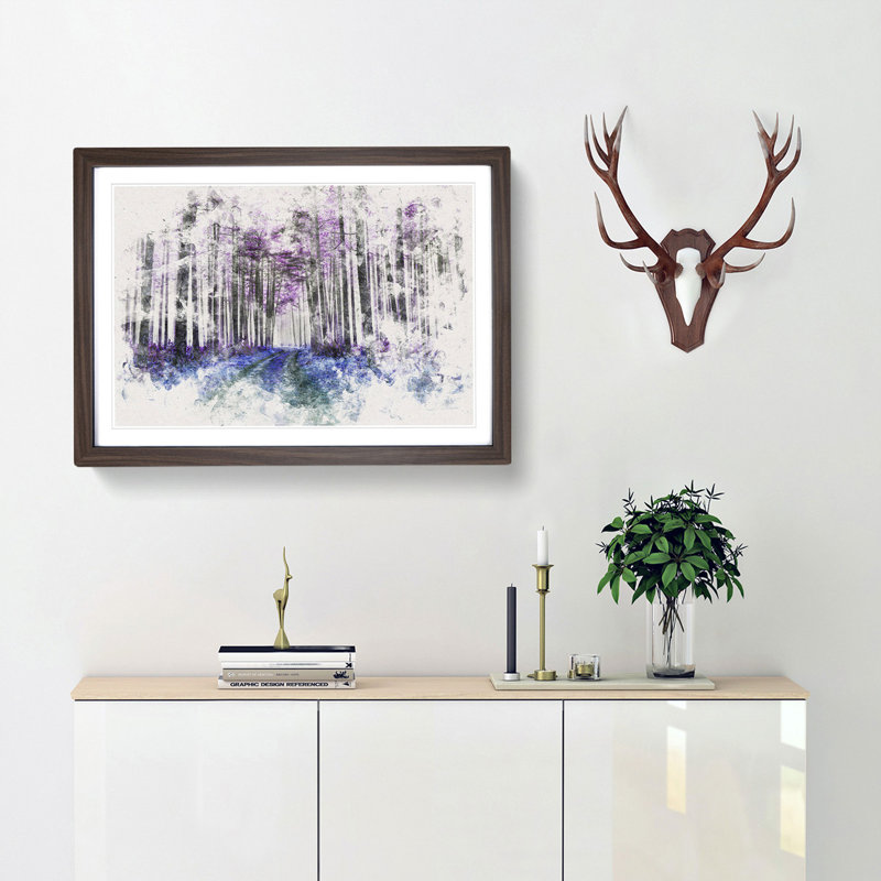 Path Through a Purple Forest - Framed Print, Walnut Framed, 24cm H x 33cm W x 2cm D