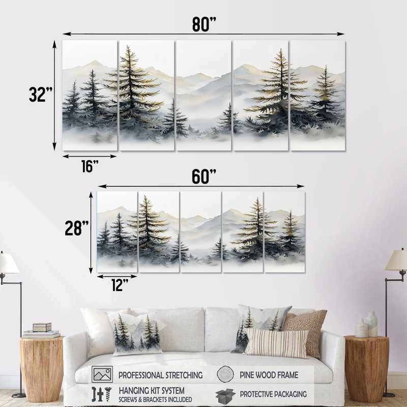 Ensemble de salon vert pin vert Misty Mountain, H 28 po x l 60 po