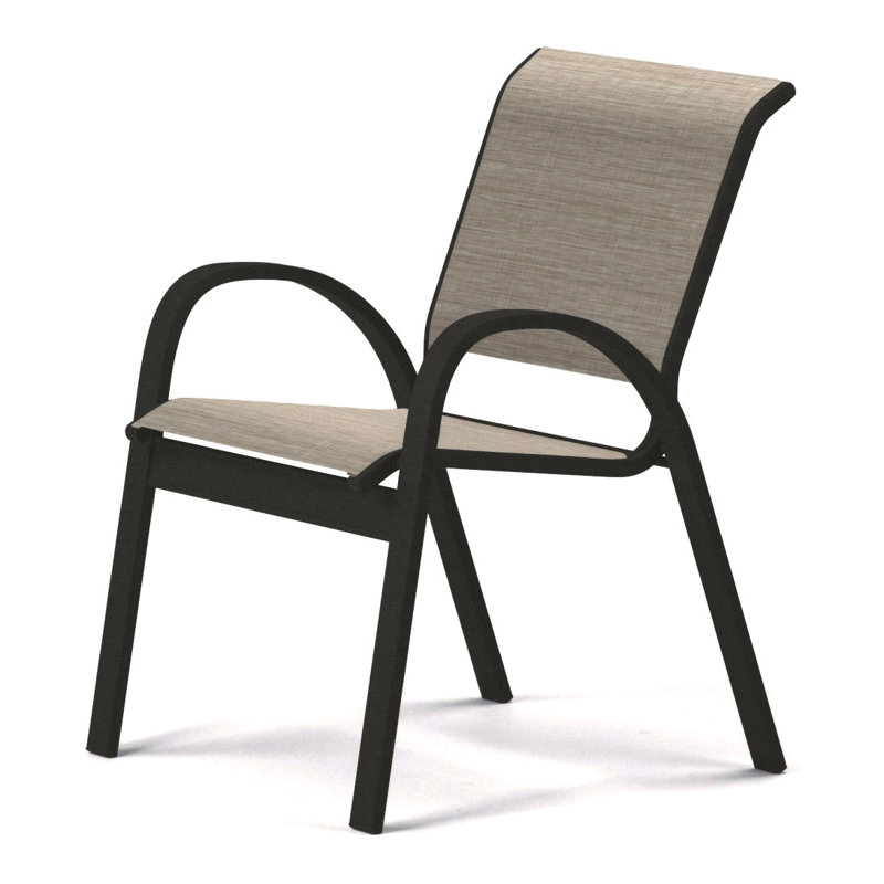 Aruba 1 Outdoor Dining Armchair, Textured Black, Bristol Taupe Sunbrella®