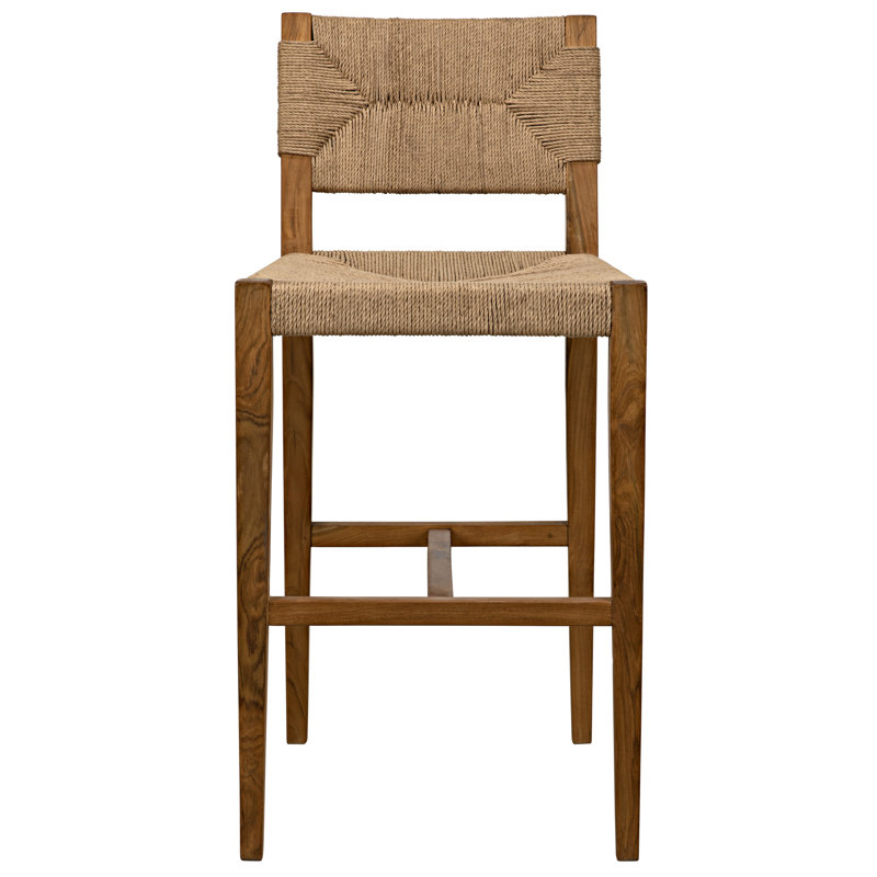 Bran Solid Wood Stool, Dark Natural, Counter Stool (26” Seat Height)