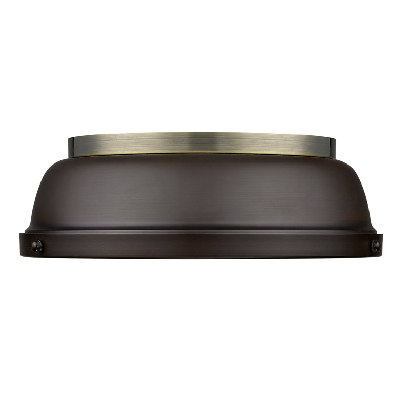Plafonnier encastré 2 lumières Calico, Laiton vieilli, Bronze huilé