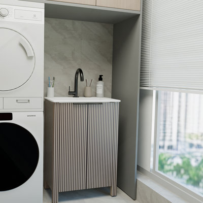 Freestand Bathroom Vanity With Doors And Resin Basin Top