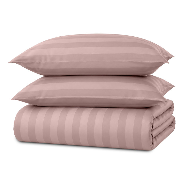 Microfiber Striped Duvet Cover Set with Pillowcases Included, King Duvet Cover Set + 2 Standard Pillowcases, Peach