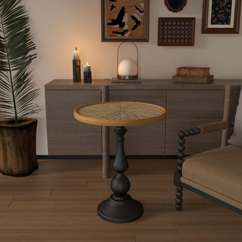Table ronde élégante en bois au motif raffiné pour la maison - Apporte du cachet à votre décor