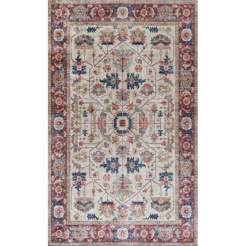 Tapis ivoire en polyester antidérapant Humberwood 5 po x 8 po, Rectangle 8 pi x 10 pi