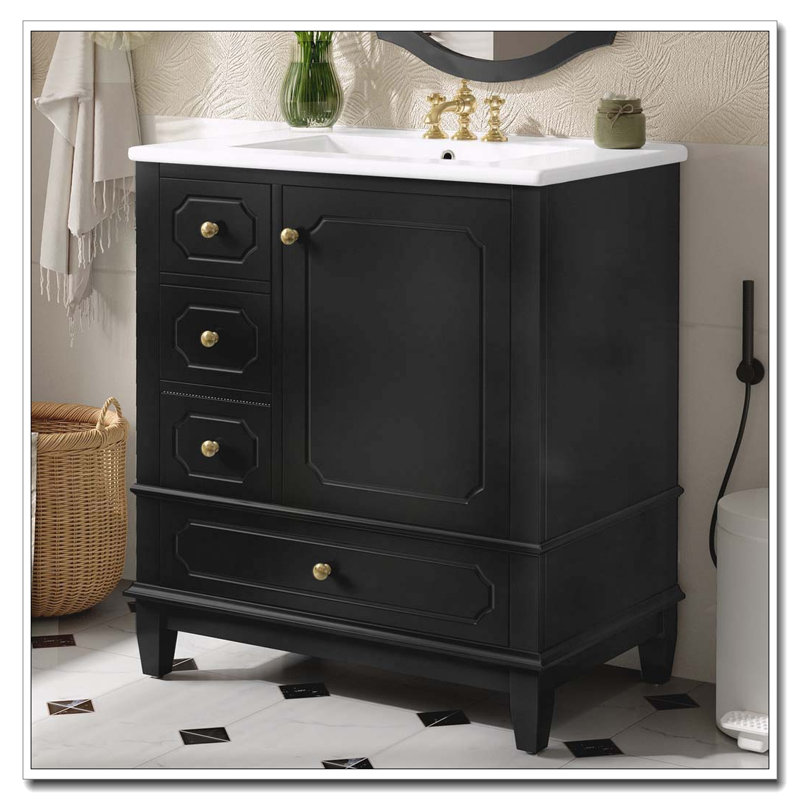 Meuble-lavabo de 30 po avec lavabo et rangement intelligent, Black