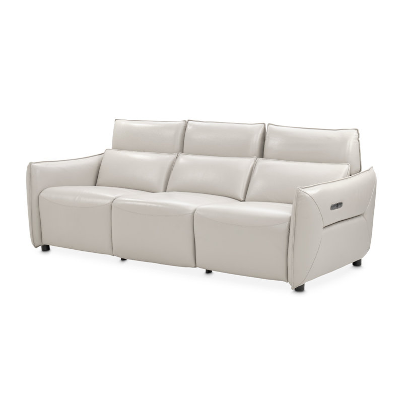 Mia Bella 94.5'' Recessed Arm Reclining Loveseat, Light Gray