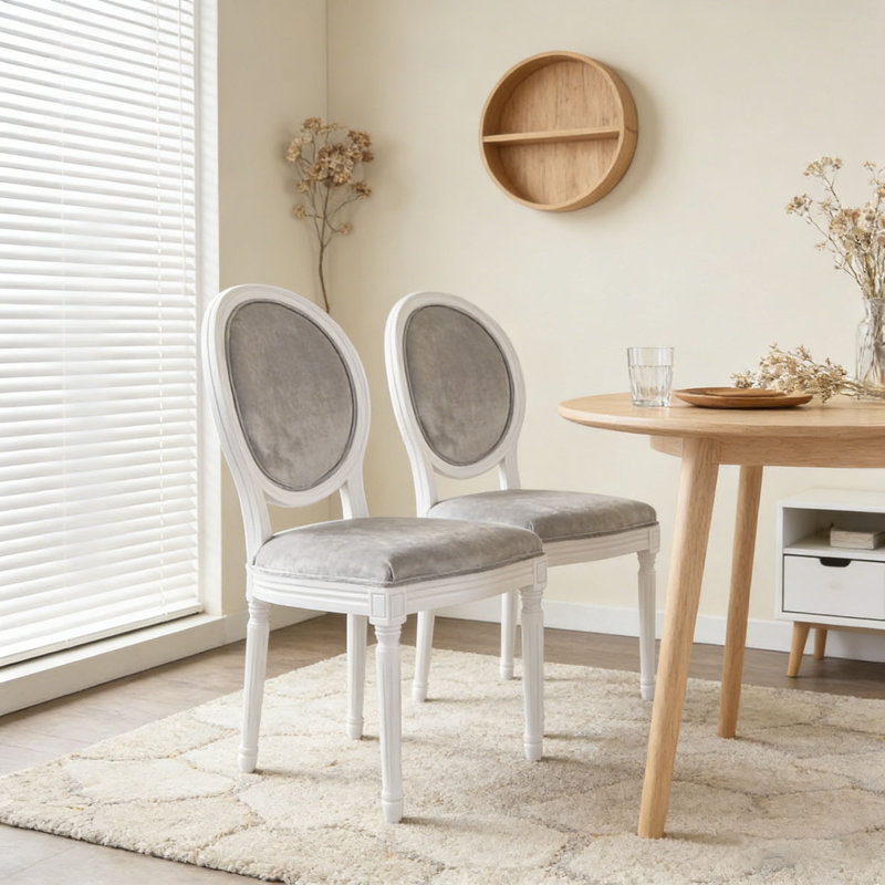 Ensemble de chaises de salle à manger, Gris + blanc