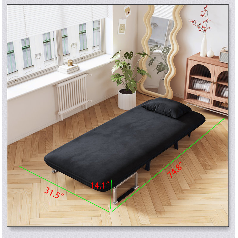 Canapé-lit 31,5 pouces convertible 31 po avec dossier réglable et structure en acier pour une utilisation confortable à la maison