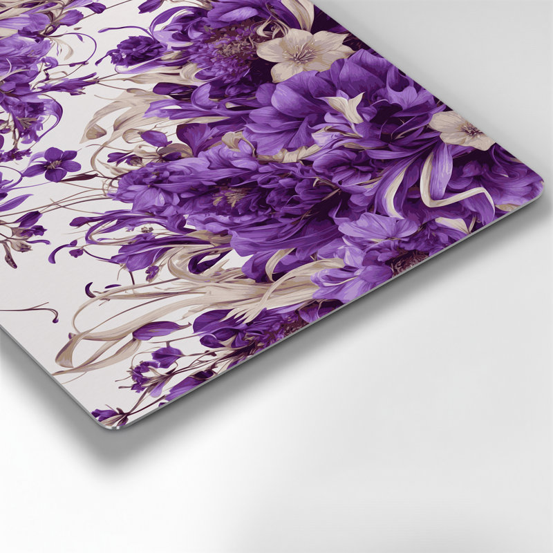 Abstrait floral 63, art mural mauve en métal, H 12 po x l 18 po