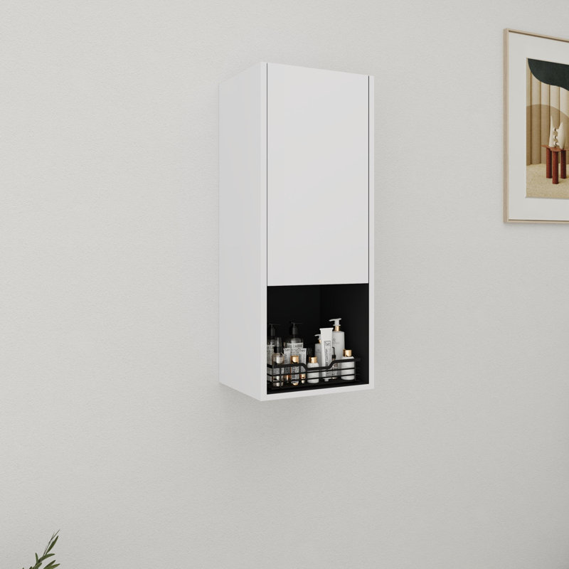 12'' Single Bathroom Storage With Soft Close Door, White