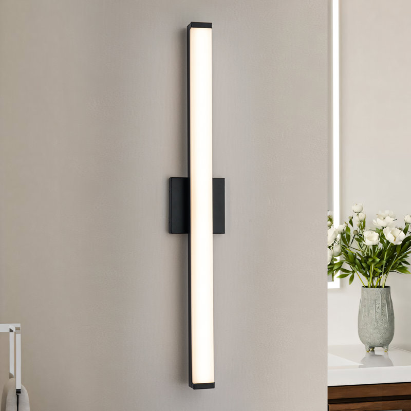 Applique murale d'intérieur 29,75 po avec éclairage en acrylique mat, 29,75 po de largeur , Noir mat, 20 W