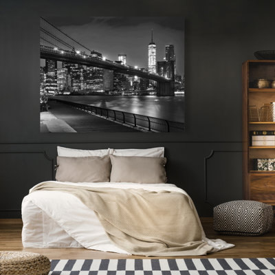 City under the night - Monochrome Photography Canvas Art