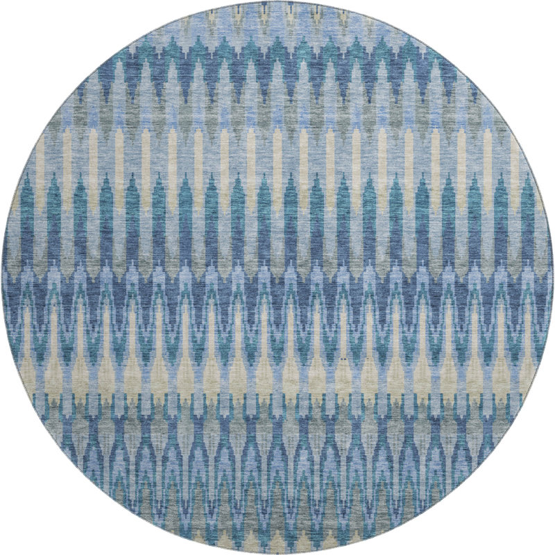 Premium Machine Washable Prisco Denim Rug, Round 8'