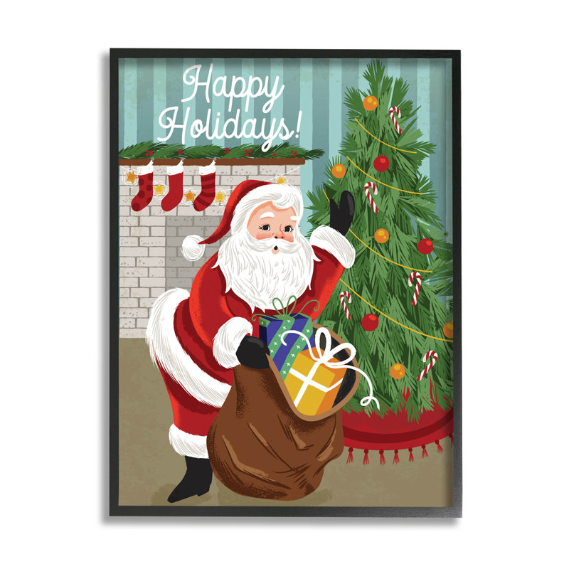 Joyeuses Fêtes, cadeau du Père Noël - 123, Giclée encadrée noir minuit, H 14 po x l 11 po x P 1,5 po
