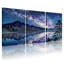 «Starry Sky Mountain Lake Reflection Trees Night Scene», ensemble de 3 impressions sur toile-943108966