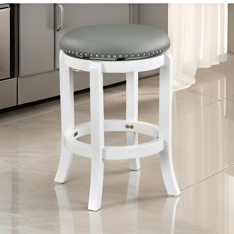 Tabouret de bar et de comptoir pivotant Ameil, Blanc, Tabouret de comptoir (assise de 24 po de hauteur)
