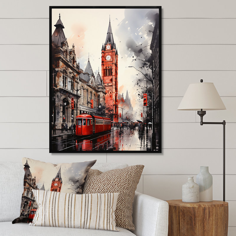 Leiahna London Urban Contrast - Imprimé, H 32 po x l 24 po x P 1 po, Cadre flottant noir