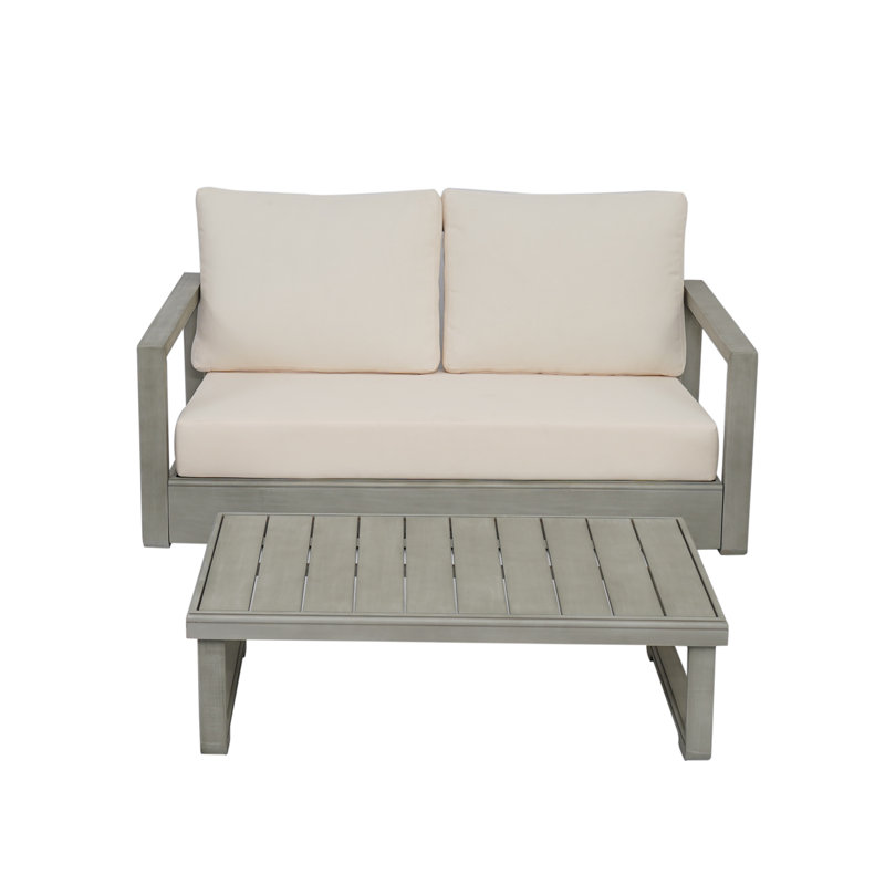 Donnie 2 Piece Seating Group with Cushions, Light Gray