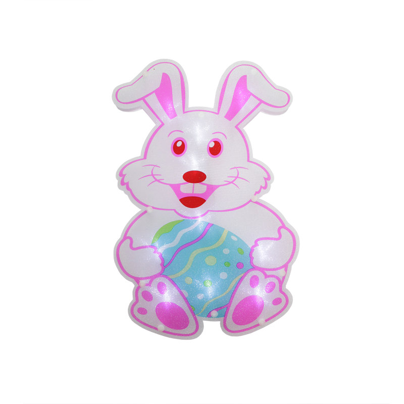 Décoration de fenêtre en forme de lapin de Pâques 13,75 "avec lumières DEL blanches pré-installées