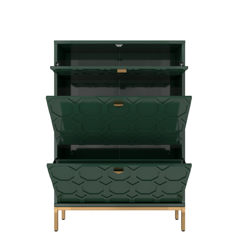 Bailes 16 Pair Shoe Storage Cabinet, Green