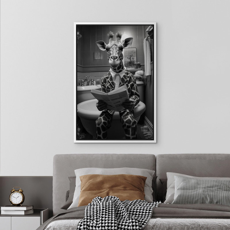 Photographie d'animaux sur girafe, Cadre blanc, H 36 po x l 24 po x P 1,5 po