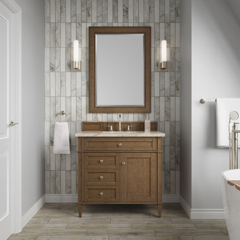 Deleon 36" Single Bathroom Vanity Set, Saddle Brown, 8" Widespread, Tajnar Eclos