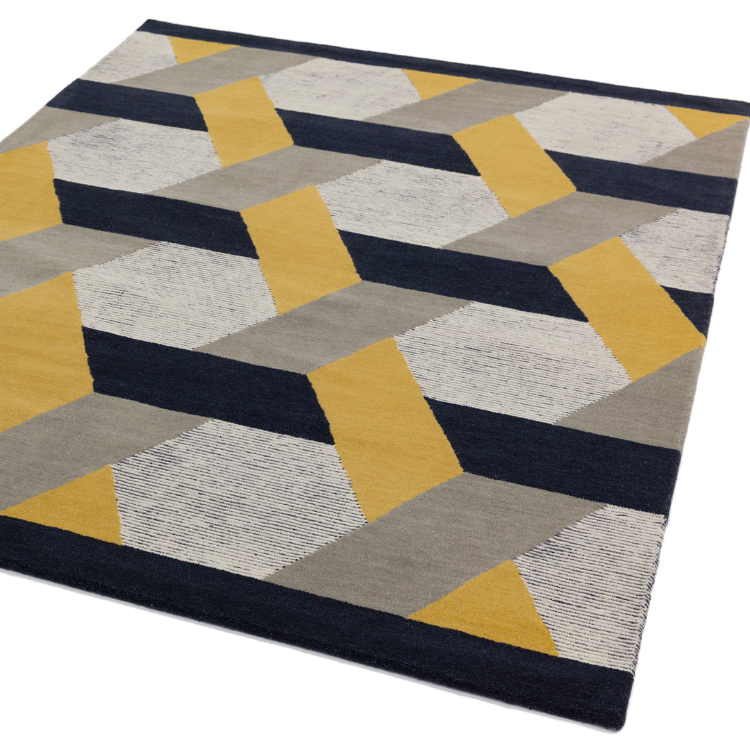 Deutsch Hand Woven Wool Gold/Grey Indoor Rug