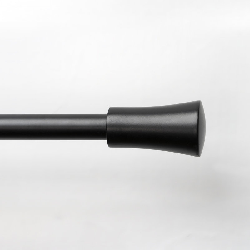 Tringle à rideaux simple décorative Cashanti, H 3,5 po x l 48,1 po x P 3,5 po, Noir mat