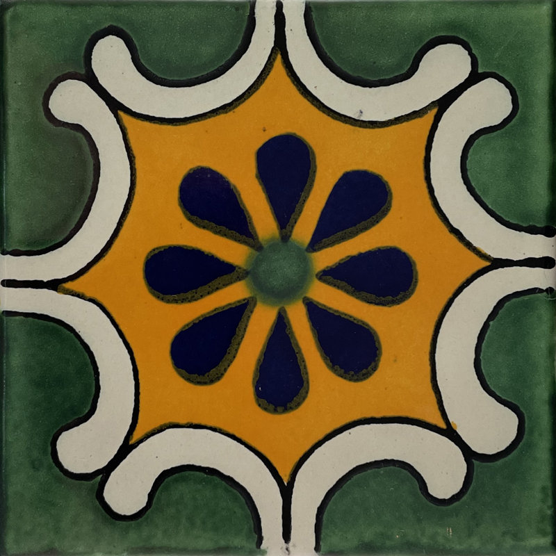 4,2 po x 4,2 po 9 pièces TalaMex mosaïque de dosseret d'arabes mexicain vert fait à la main Talavera