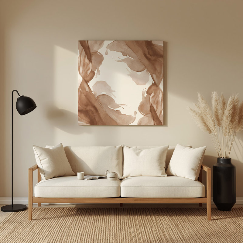 Aquarelle abstraite 22, art mural en métal beige, H 32 po x l 32 po
