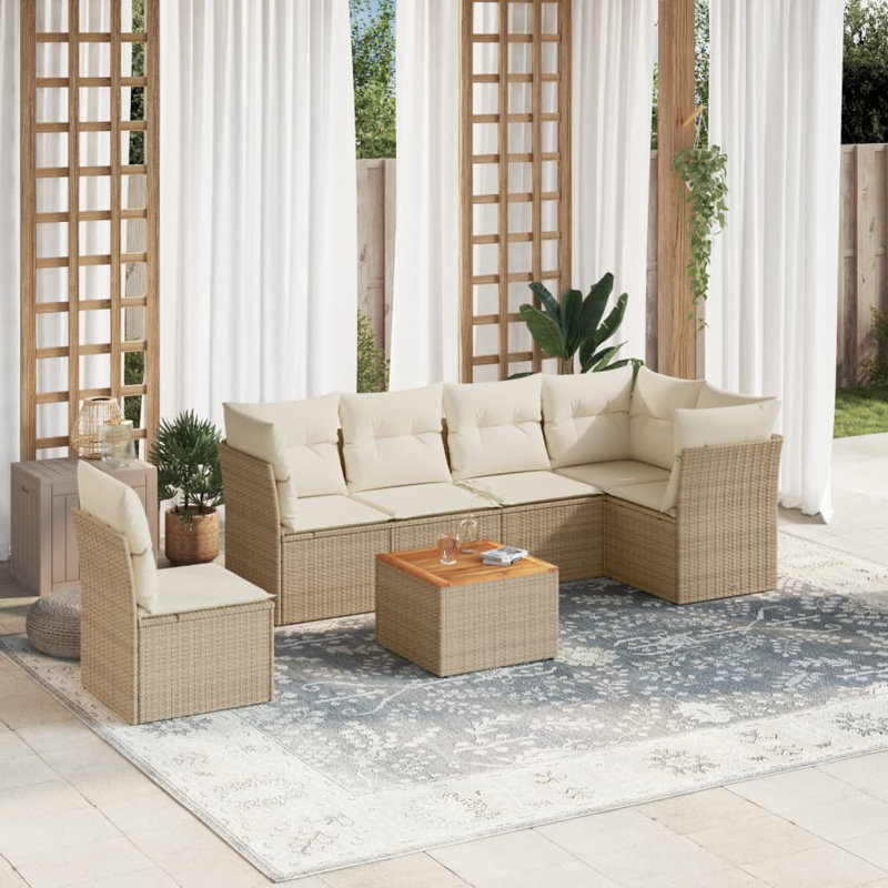 Ensemble de canapé de jardin Vidaxl, Blanc, Beige