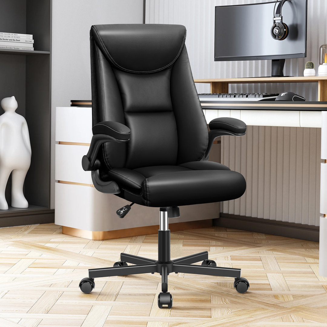 Efrawin PU Leather Executive Chair with Flip-Up Armrests Latitude Run® Upholstery 