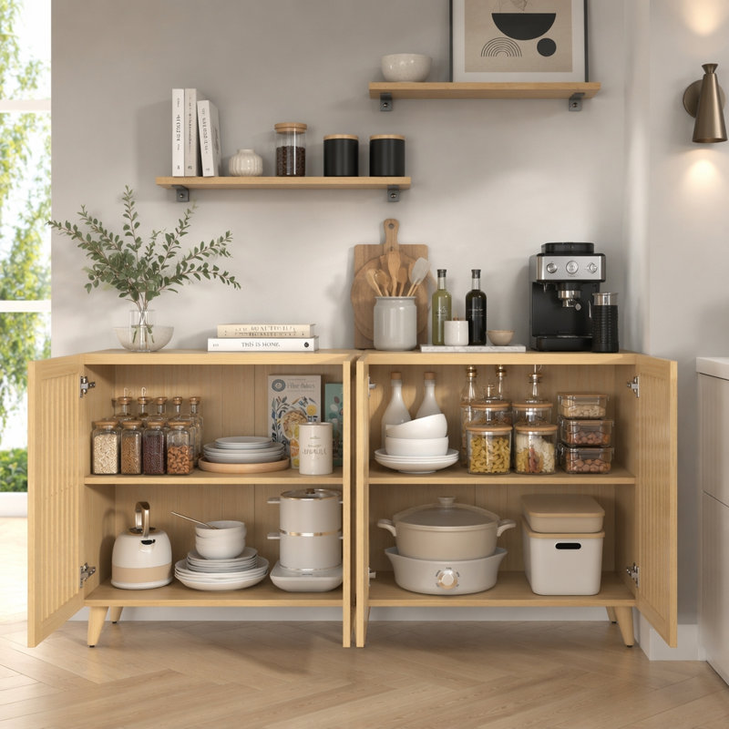 Armoire de rangement à 4 portes, buffet pour la salle à manger de la cuisine