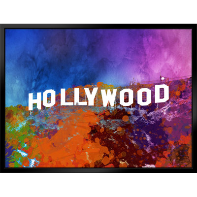 Signe hollywoodien, estampe numérique sur toile avec cadre flottant vertical