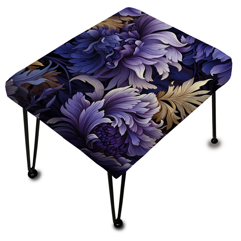 Mystic Purple Damask Whispers - Damask Rectangle Ottoman