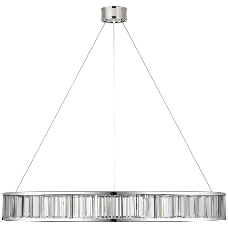 Chapman & Myers Iterna 40" Ring Chandelier with Alabaster, Polished Nickel